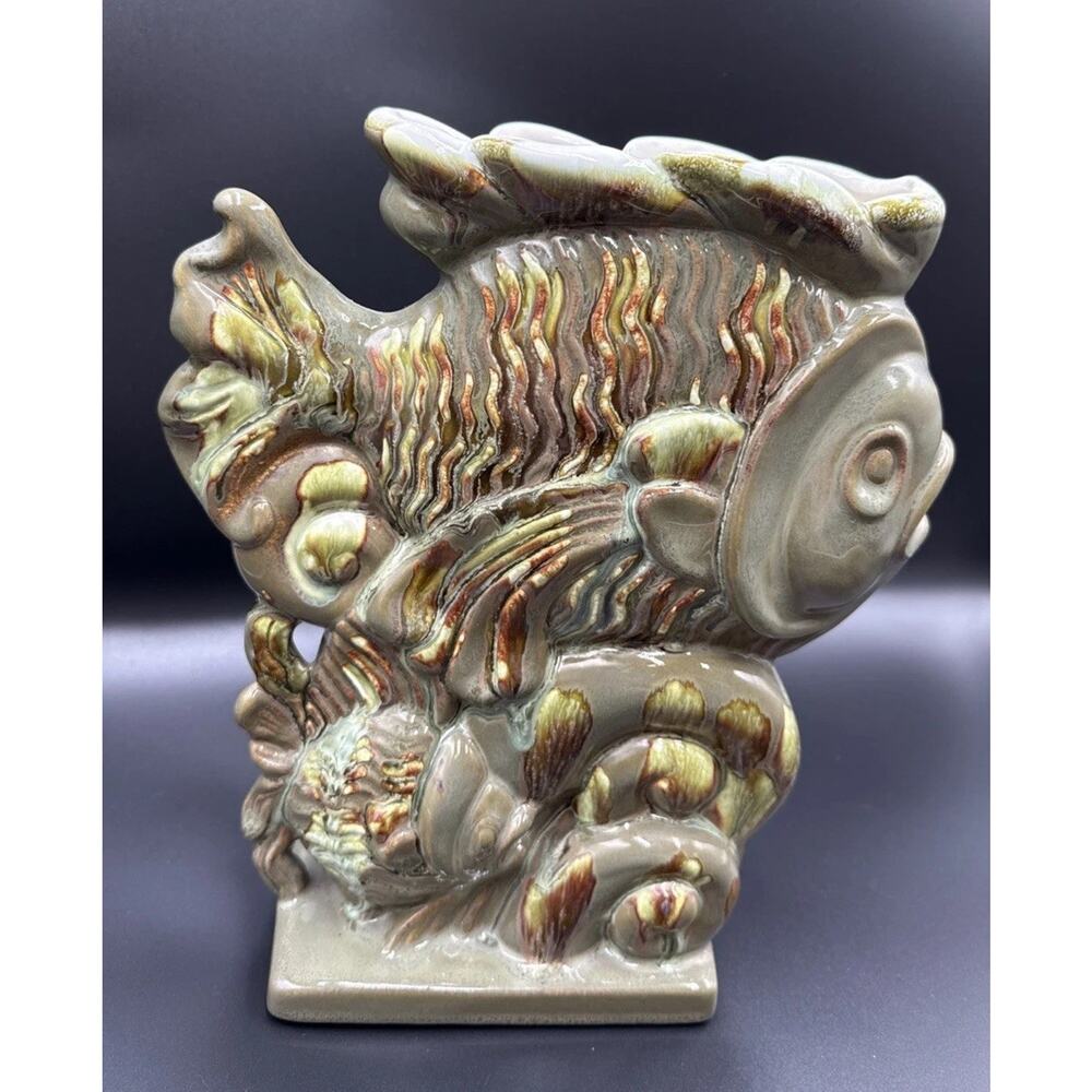 Vintage Royal Haeger Fish Vase Statue R742 Ed Blas Glaze Collection 11” Tall - Picture 4 of 9